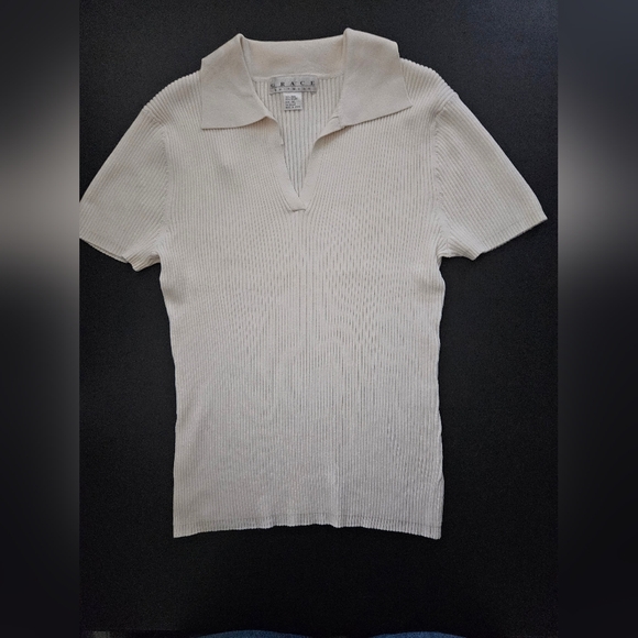 NWT - Silk Blend "Grace Knitwear" Off White Jersey - Size XL - Picture 1 of 8